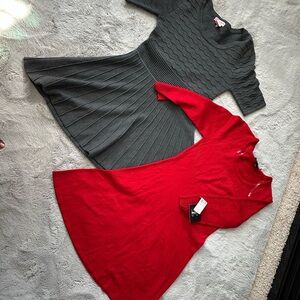 Red and Gray Knit Dresses